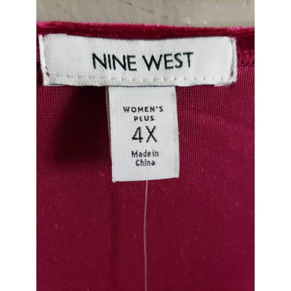 DKNY Dress Women’s 4X Burgundy Velvet Long Sleeve Surplice Neckline Belted New - Picture 2 of 11